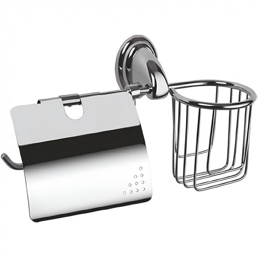 Держатель туалетной бумаги и освежителя воздуха Haiba HB1503-1 с крышкой (латунь) хром