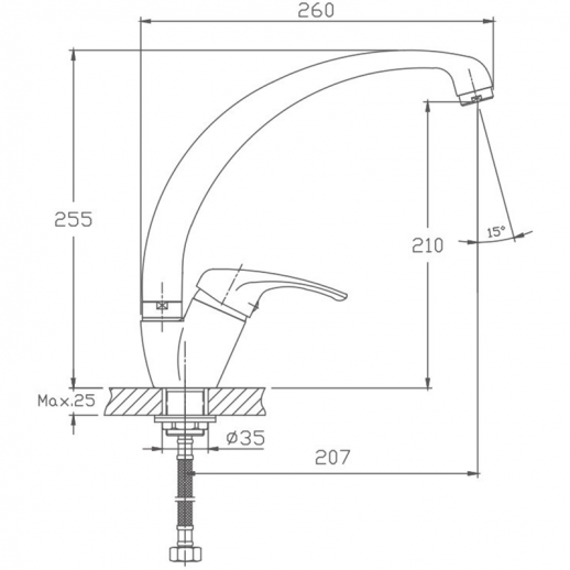 Смеситель для кухни Haiba HB4113-7 (латунь) черный