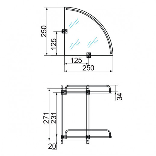 VERAGIO Gifortes Bronzo VR.GFT-9032.BR полка угловая двойная, стекло матовое/бронза