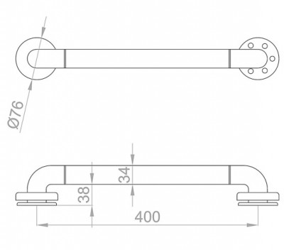 Прямой опорный поручень 400 мм (белый нейлон) NOFER 15054.40.NBA