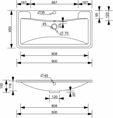 Мебельная раковина Style Line СС-00002204 Атлантик 90 см, белая