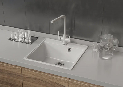 Кухонная мойка Ulgran Quartz Forte 505-01 квадратная 505х505х200 одна чаша жасмин