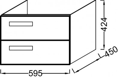 Мебель для раковины-столешницы 60х46 см, 2 выдвижных ящика, Jacob Delafon «RYTHMIK» (EB1301-E70), арлингтонский дуб
