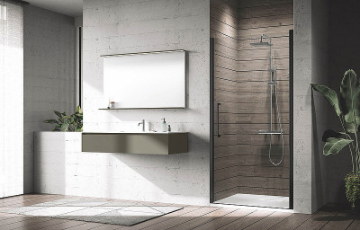 Душевая дверь Novellini Young 90 Y21B87-1H пр-ль черный матовый стекло прозрачное