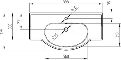 Раковина-столешница Migliore Kantri 95 26655 белая прямоугольная