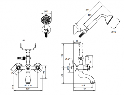 MIGLIORE Arcadia 18394 смеситель для ванны, золото