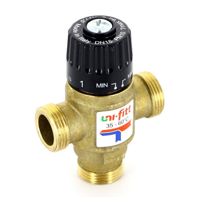 Клапан Н термосмесительный UNI-FITT 3/4" 35-60?С, смешение боковое, латунный (351G3130)