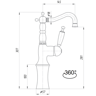 MIGLIORE Oxford 19093 смеситель для раковины высокий, бронза