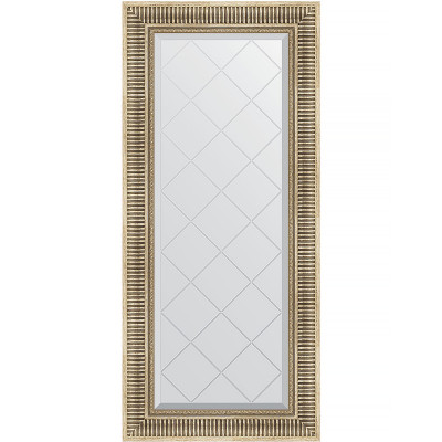 Зеркало настенное Evoform ExclusiveG 127х57 BY 4067 с гравировкой в багетной раме Серебряный акведук 93 мм