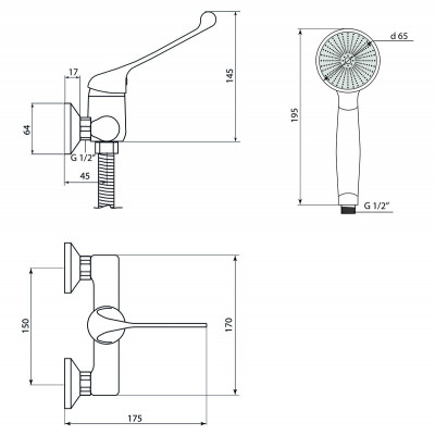 Смеситель для душа локтевой Славен Хирург Х хром (СЛ-ОД-Х40)