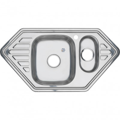 Мойка 9550C MELANA 0,8/180 1,5-я чаша врезная угловая с сифоном (222 С t *7) хром 950х500