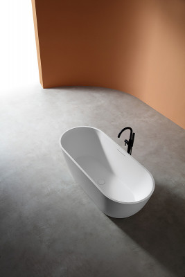 Ванна из искусственного камня Abber Frankfurt 170x75 AM9941 белая без г-ажа овальная 180 л