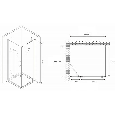 Душевой уголок Abber Zart 90x70 AG08090-S71 п-ль хром стекло прозрачное
