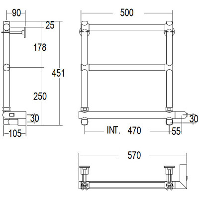 Полотенцесушитель электрический Margaroli Sole 540-3 BOX 5404703GDB золото лесенка