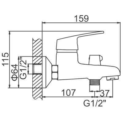Смеситель для ванны Ledeme L3016 H16 однорычажный хром