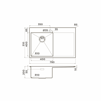 Мойка OMOIKIRI AKISAME 78-LG-L нерж.сталь золото прямоугольная 780x510 (4973085)