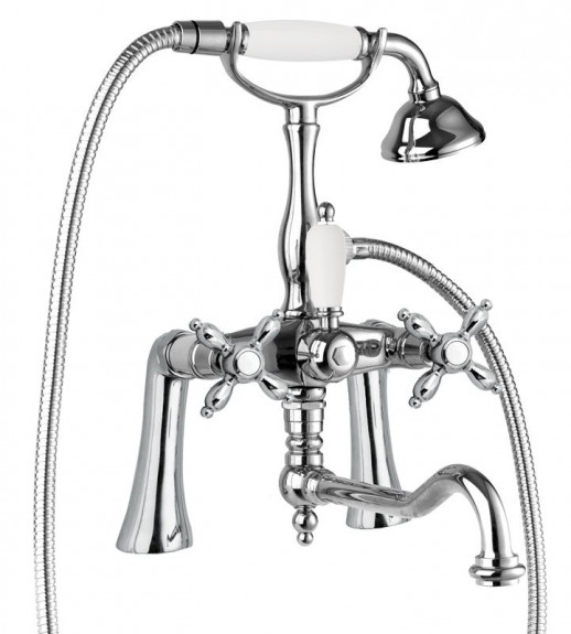 Смеситель на борт ванны с поворотным изливом, шлангом 150 см CEZARES NOSTALGIA-PBV2-01-Bi