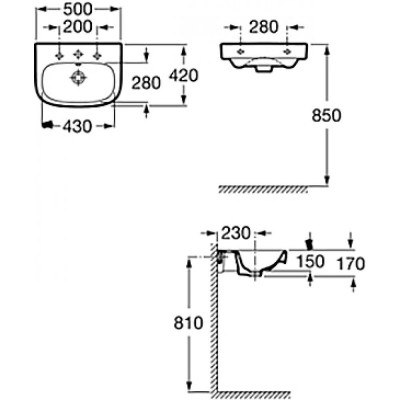 Раковина Roca Debba подвесная 50x42 см 32799600Y полукруглая белый