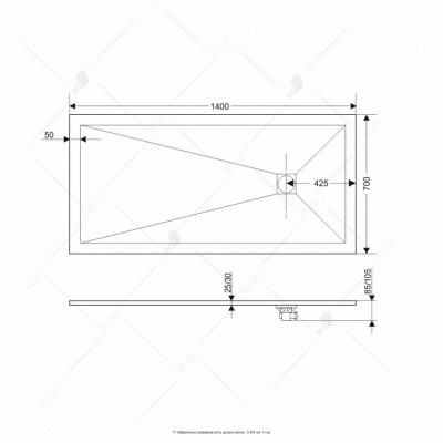 Душевой поддон RGW ST-G Stone Tray прямоугольный 700x1400 графит глубина 12мм (16152714-02)