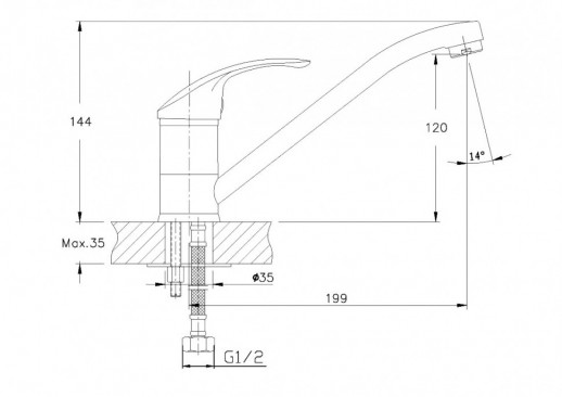 Однорычажный смеситель для кухни Haiba HB4836 с поворотным изливом (латунь) хром