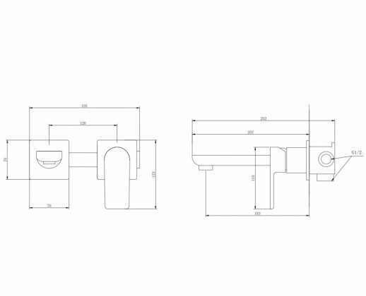 Смеситель ABBER Weiss Insel AF8082B для раковины скрытого монтажа, черный матовый