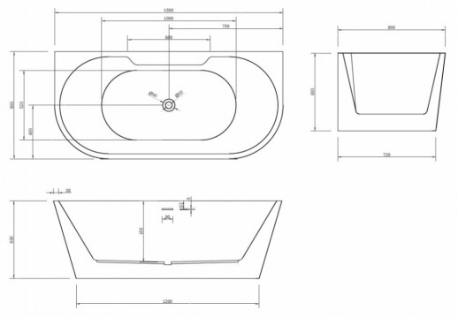 Акриловая ванна ABBER AB9296-1.5
