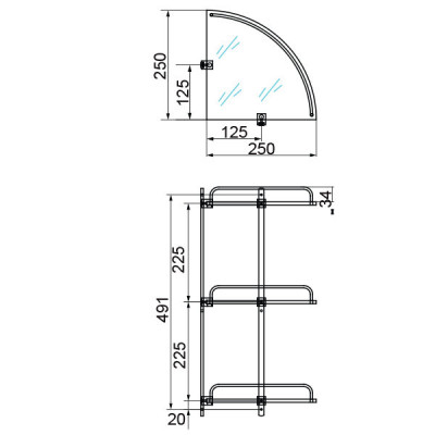 VERAGIO Gifortes Bronzo VR.GFT-9033.BR полка угловая тройная, стекло матовое/бронза
