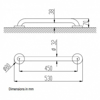 Прямой опорный поручень 450 мм (белый) NOFER 15054.45.W