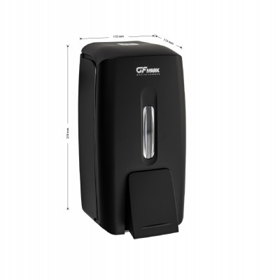 Дозатор жидкого мыла, универсальный, пластиковый, черного, большой, с глазком - капля, 800 мл GFmark (9153)