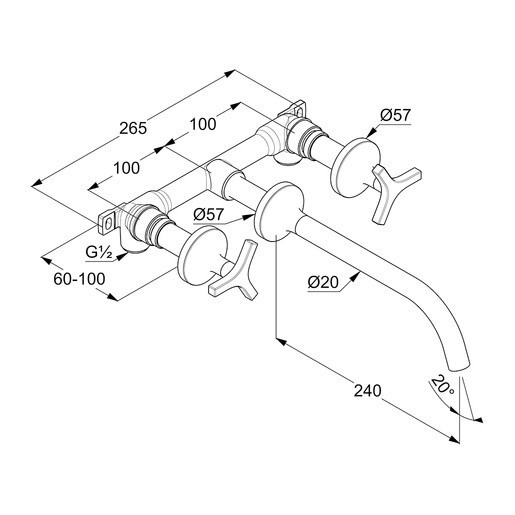 Смеситель для раковины (настенный) KLUDI Nova Fonte Deco хром 201460539