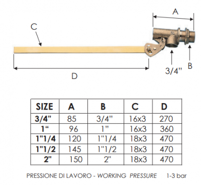 Клапан Remer RR 178 поплавковый ¾" с регулируемой штангой