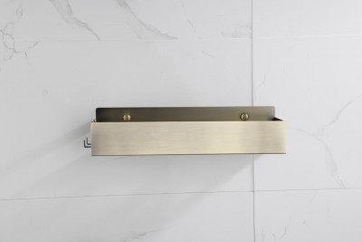 Полка для душа Boheme Q 10965-BR с крючками, Bronze (бронза матовый)