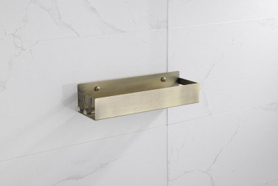 Полка для душа Boheme Q 10965-BR с крючками, Bronze (бронза матовый)