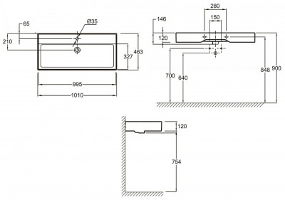 Раковина Jacob Delafon Vivienne 100 см EXBJ112-BCM, белый матовый