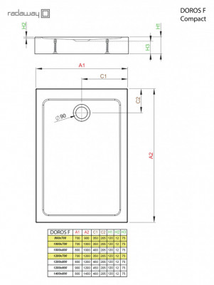 Акриловый поддон для душа Radaway Doros F Compact 120x90x12 белый прямоугольный