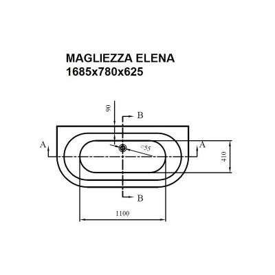 Ванна Magliezza Elena 168,5х78 акриловая (ножки золото)
