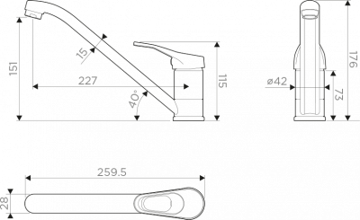Omoikiri Kado EV 4994165 смеситель для кухни, эверест/хром