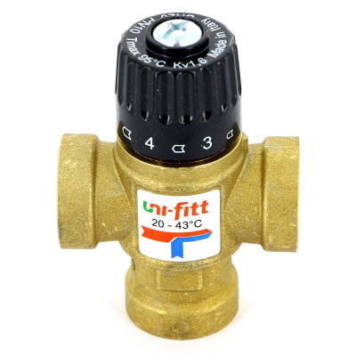 Клапан В термосмесительный Uni-Fitt 3/4" 20-43°С, Kvs 1,6 смешение боковое (350G0130)