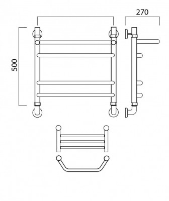 Водяной полотенцесушитель Акванерж Трапеция групповая с полкой 500x600 (04-01-5060)