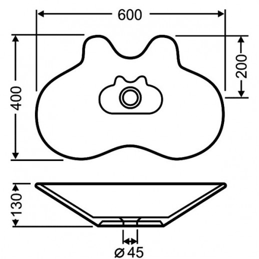 CERAMICA ALA FLY F317 раковина на столешницу, 67 см х 40 см