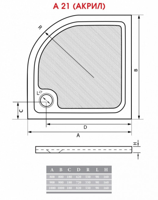 ALPEN A21-100 душевой поддон, акриловый, 100 см x 100 см