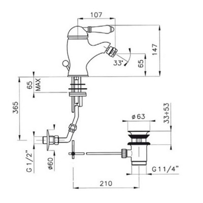 Nicolazzi Classica 3403 DB 76 смеситель для биде с д/к, темная бронза/ручка P.Mont Blanc