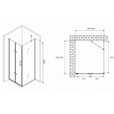 Душевой уголок Abber Zart 90x80 AG08090P-S81 п-ль хром стекло прозрачное