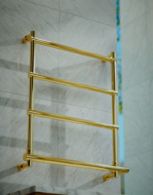 Полотенцесушитель электрический Margaroli Sole 542-4 BOX 5424704GONB золото лесенка