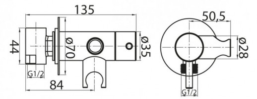 Смеситель для душа и гигенического душа Cezares CZR-DA1-01