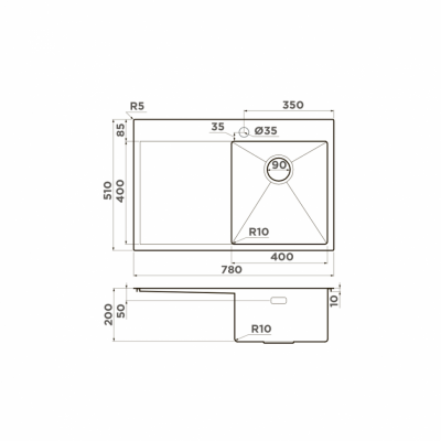 Мойка OMOIKIRI AKISAME 78-LG-R нерж.сталь золото прямоугольная 780x510 (4973086)