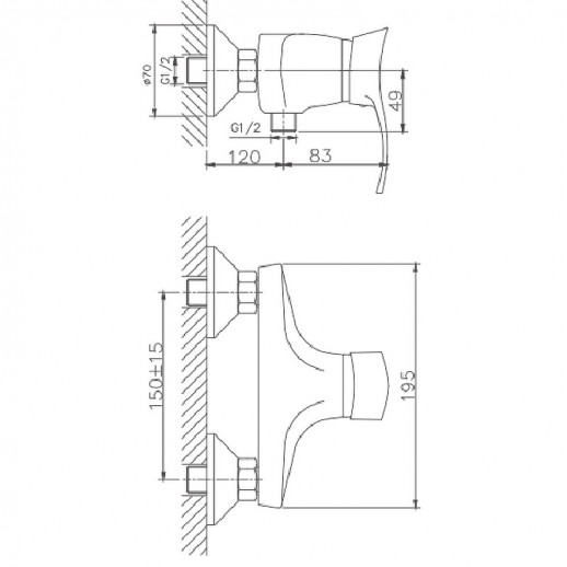 Смеситель для душа Haiba HB2001 с душевым гарнитуром (латунь) хром