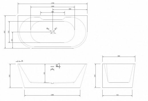 Акриловая ванна ABBER AB9296-1.7