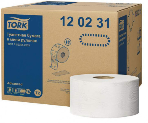 Tork туалетная бумага в мини-рулонах 2 сл белая