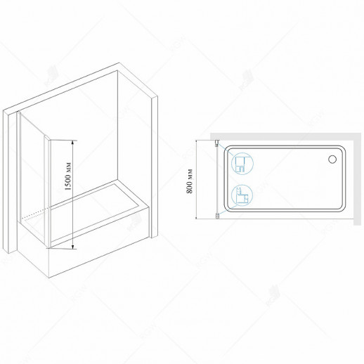 Душевая стенка RGW Z-52 80 04225208-51 шиншилла профиль хром